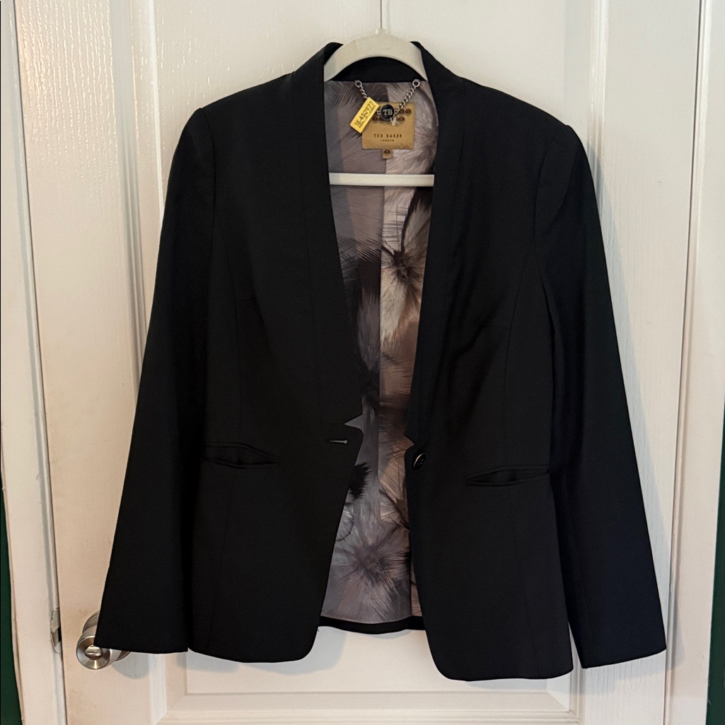 Ted Baker Black Blazer With Patterned Interior